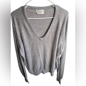 Christian‎ Dior Men’s Vintage Grey Acrylic Made in USA Knit Vneck Sweater Sz L
